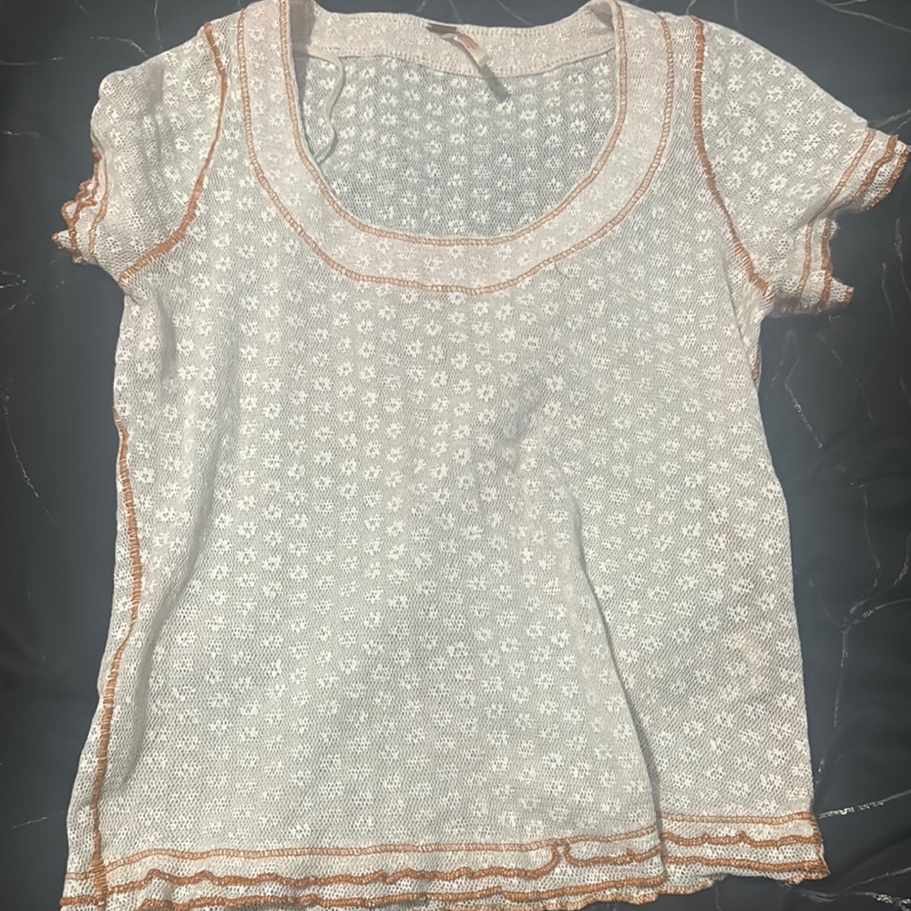 Women's Cream and Orange Top